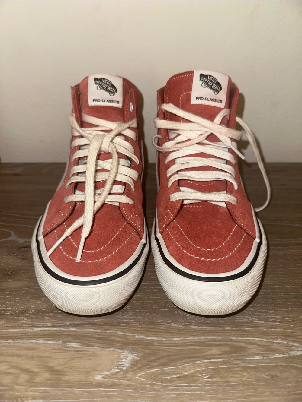 Vans Pro Classics High-Top Sneakers - Rust Orange with Cream Laces
